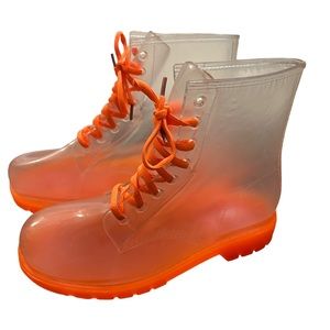 Clear/ Orange Boots size 41